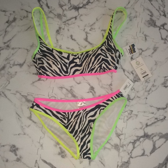 Zebra & Neon Print Bikini Bottoms - Picture 1 of 6
